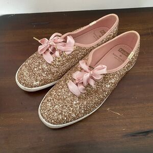 Kate Spade x Keds Champion Glitter Sneakers rose gold glitter shoes size 8